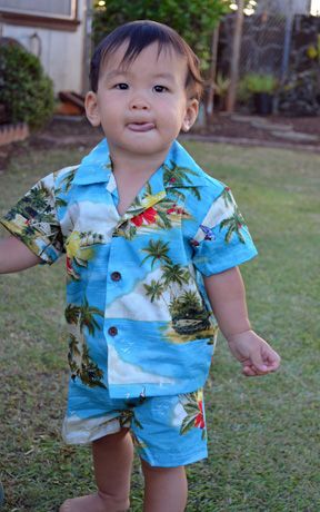 Island Sunset Boys 2 Piece Tropical Hawaiian Cabana Set