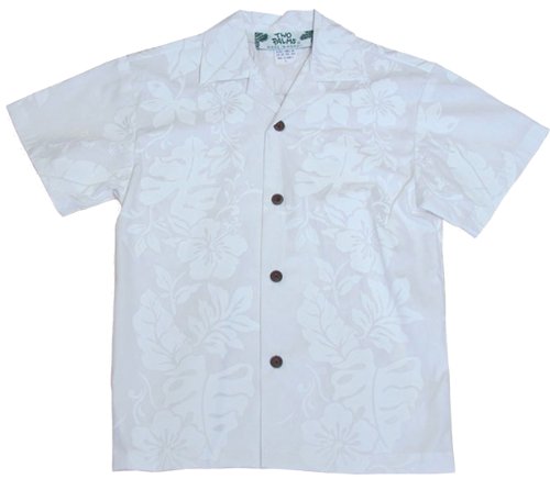 Hibiscus Panel Boys Tropical Hawaiian Shirt in White