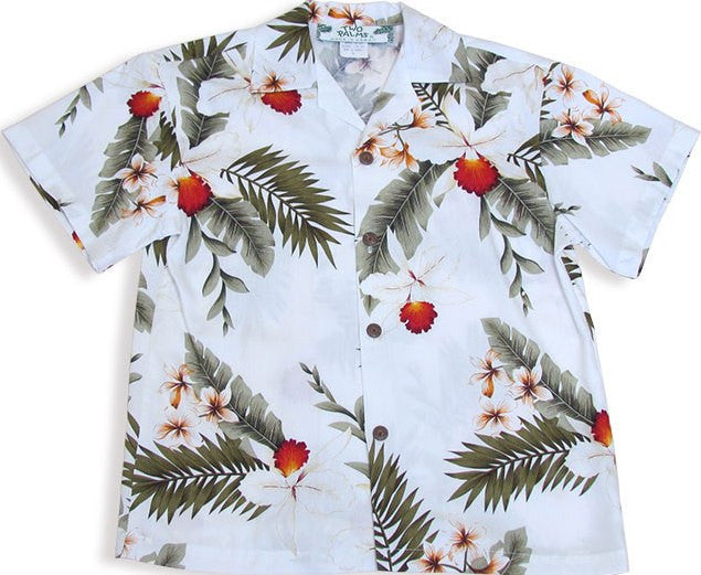 Hawaiian Orchid Boys Tropical Hawaiian Shirt in White