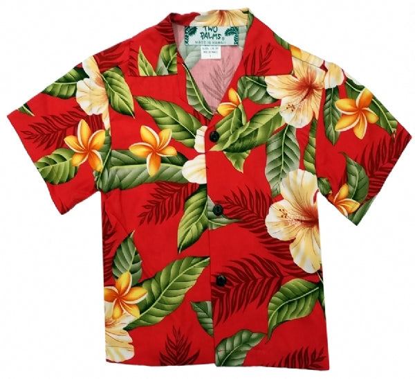 Leilani Boys Tropical Hawaiian Aloha Shirt in Red