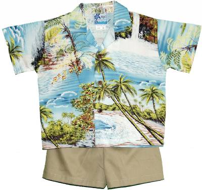 Ocean Breeze Boys 2 Piece Tropical Cabana set in Blue