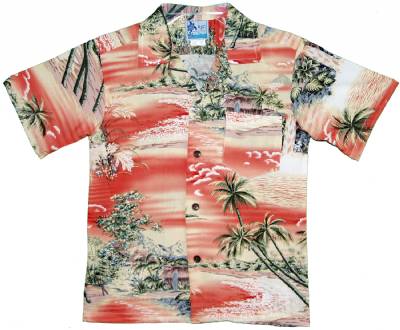 Ocean Breeze Boys Tropical Hawaiian Aloha Shirt in Orange