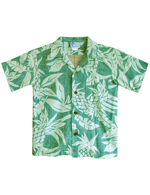 Pineapple Twist Boys Tropical Hawaiian Aloha Shirt in Sage