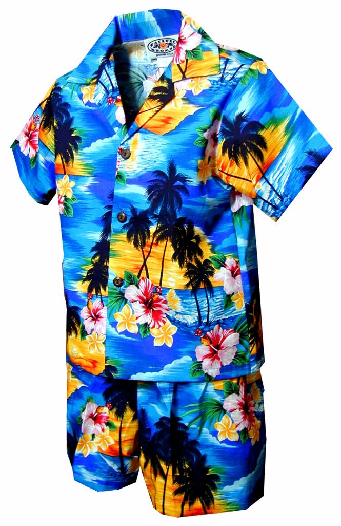 Tropical Paradise Boys 2 Piece Tropical Cabana set in Blue