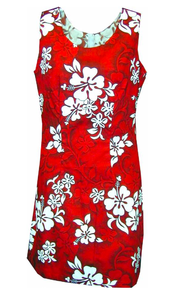 Red and hot sale white hibiscus dress