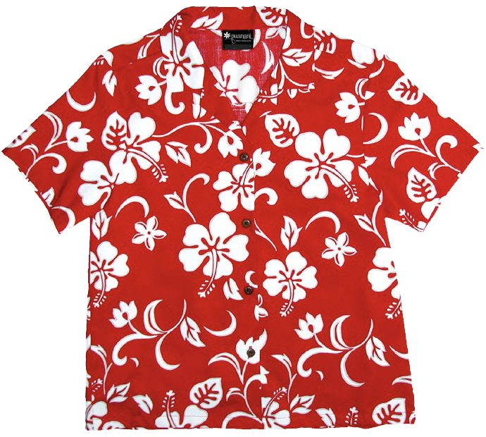 Hibiscus Paradise Ladies Tropical Hawaiian Aloha Camp Shirt in Red