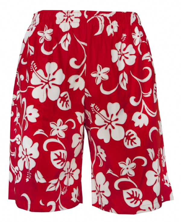 Hibiscus Paradise Mens Tropical Printed Shorts in Red – Paradise