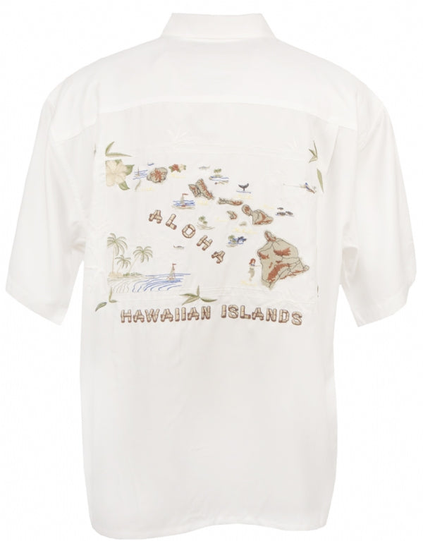 Hawaiian Islands Mens Shirt in Off White