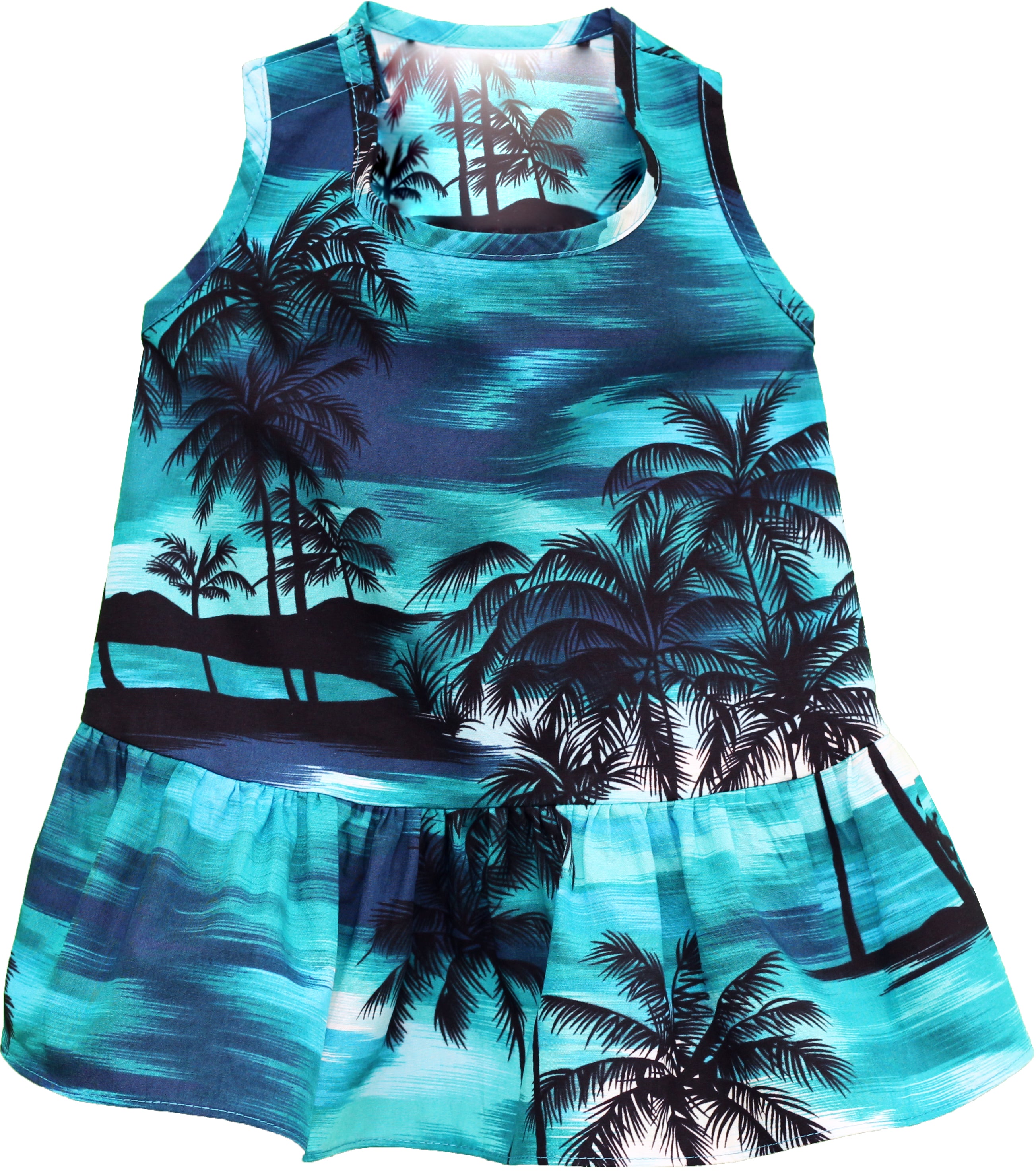 Evening Palms Doggy Hawaiian Sundress in Turquoise