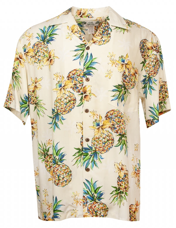 Women's Fitted Hawaiian Shirt Golden Pineapples - Shaka Time