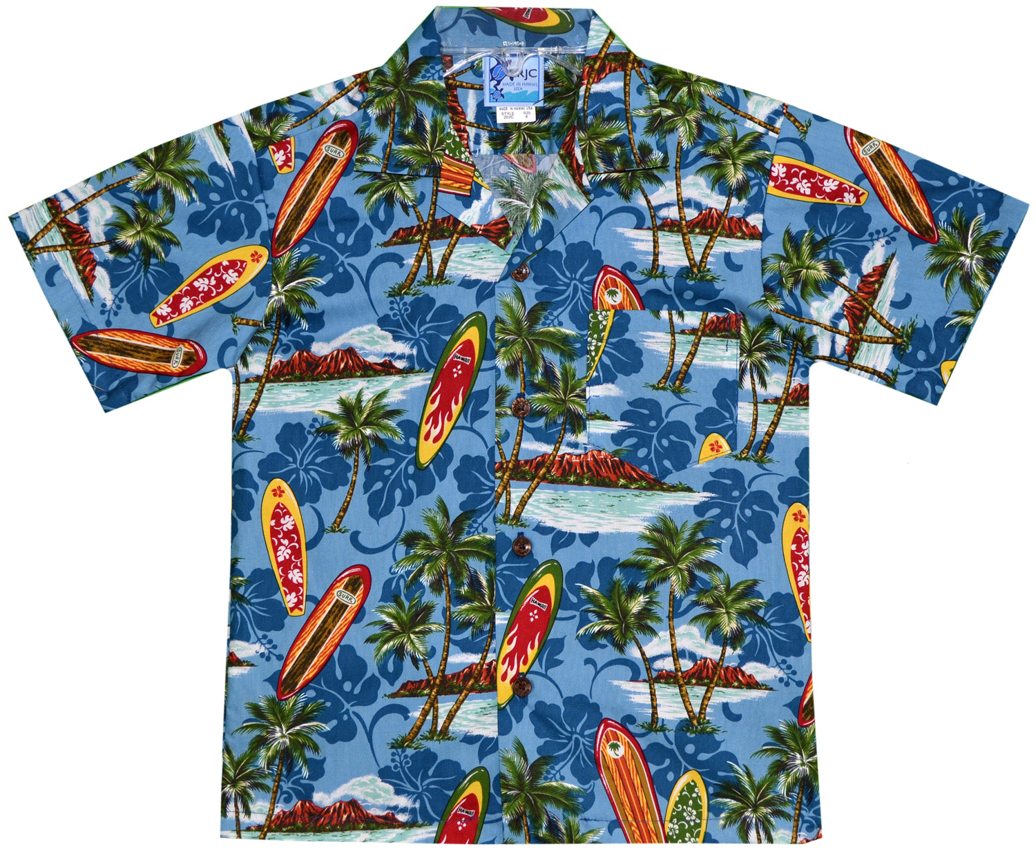 Surfboards Boys Tropical Hawaiian Aloha Shirt in Blue