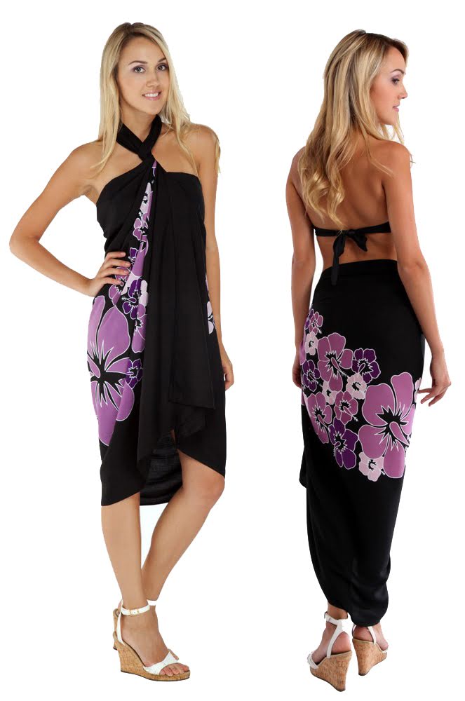Hibiscus Printed Sarong Full Length in Purple