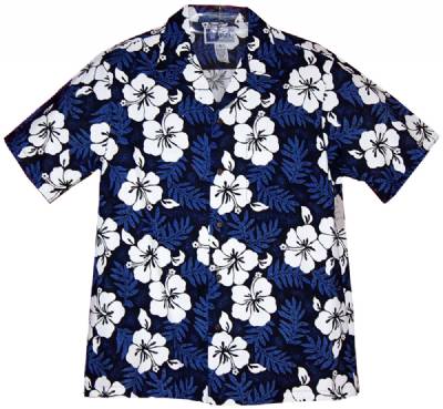 Big Hibiscus Boys Tropical Hawaiian Aloha Shirt in Blue