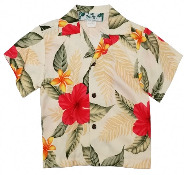Leilani Boys Tropical Hawaiian Aloha Shirt in Cream