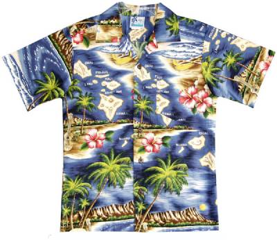 Palm Isle Boys Tropical Hawaiian Aloha Shirt in Navy