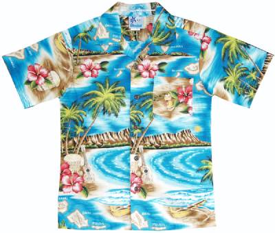 Palm Isle Boys Tropical Hawaiian Aloha Shirt in Turquoise