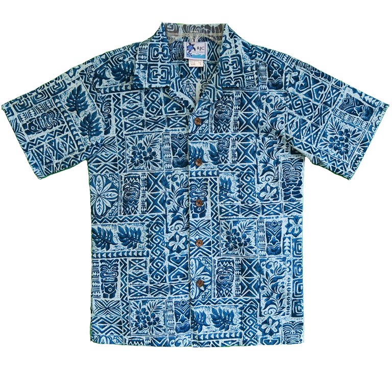 Tiki Tapa Boys Tropical Hawaiian Aloha Shirt in Blue
