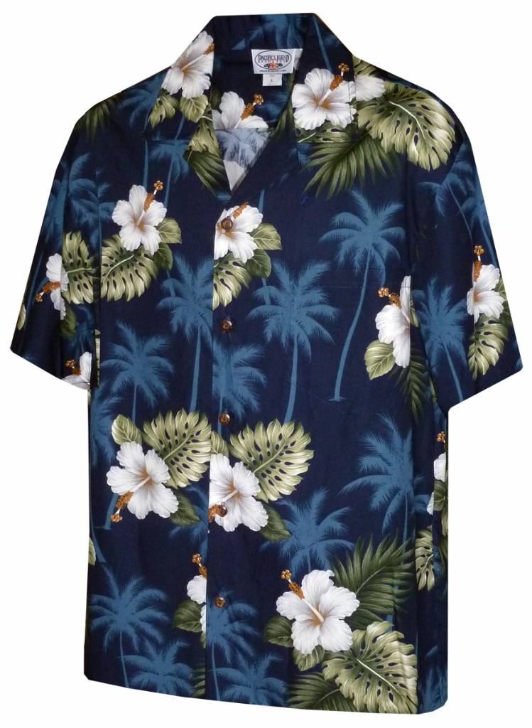Hibiscus Floral Boys Hawaiian Shirt in Navy