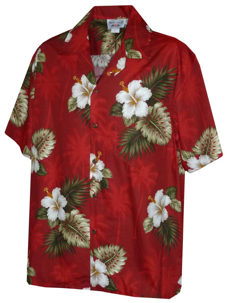 Hibiscus Floral Boys Hawaiian Shirt in Red