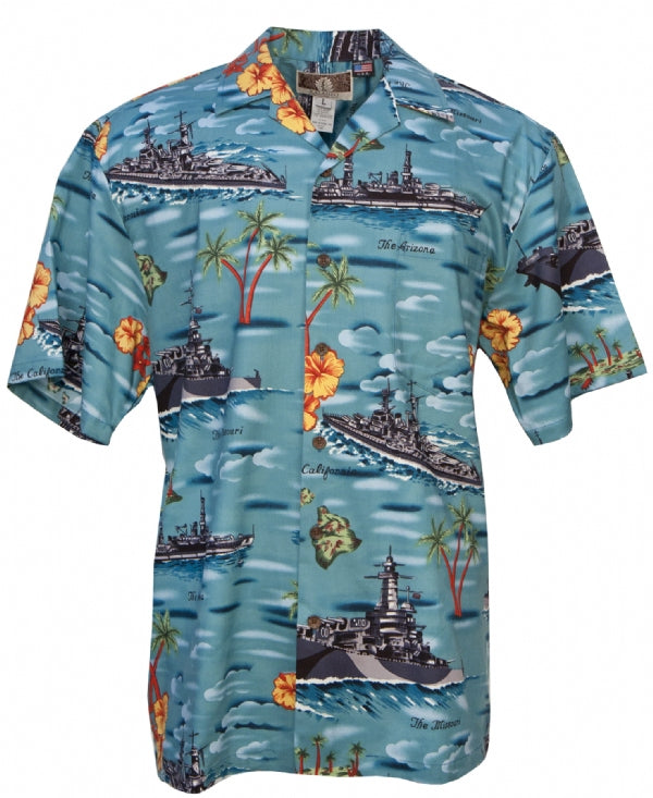 US Battleships Mens Military Shirt in Turquoise