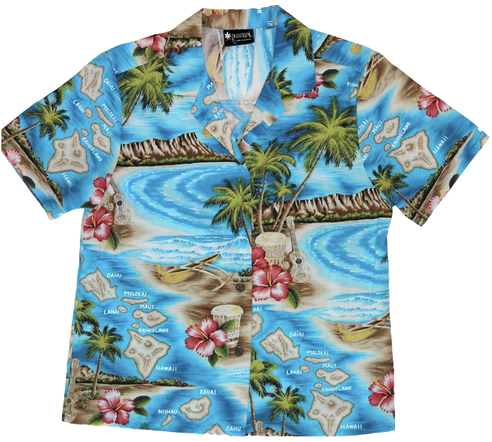 Palm Isle Ladies Tropical Hawaiian Aloha Camp Shirt in Turquoise