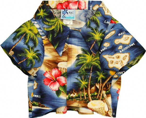 Palm Isle Doggy Hawaiian Aloha Shirt in Navy