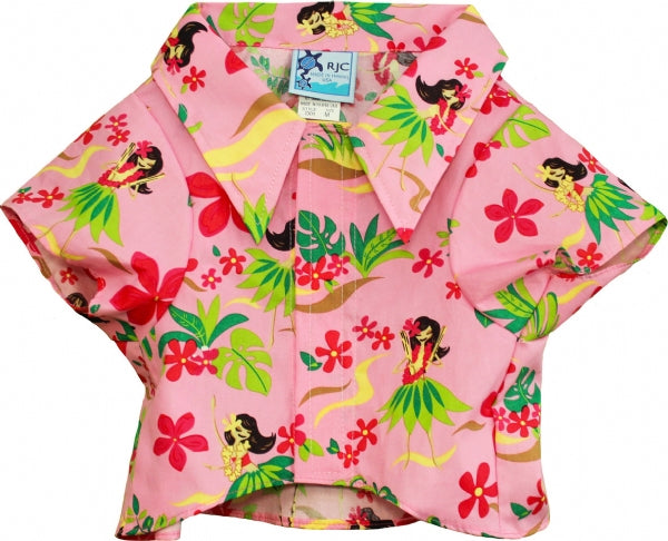 Hula Girl Doggy Hawaiian Aloha Shirt in Pink