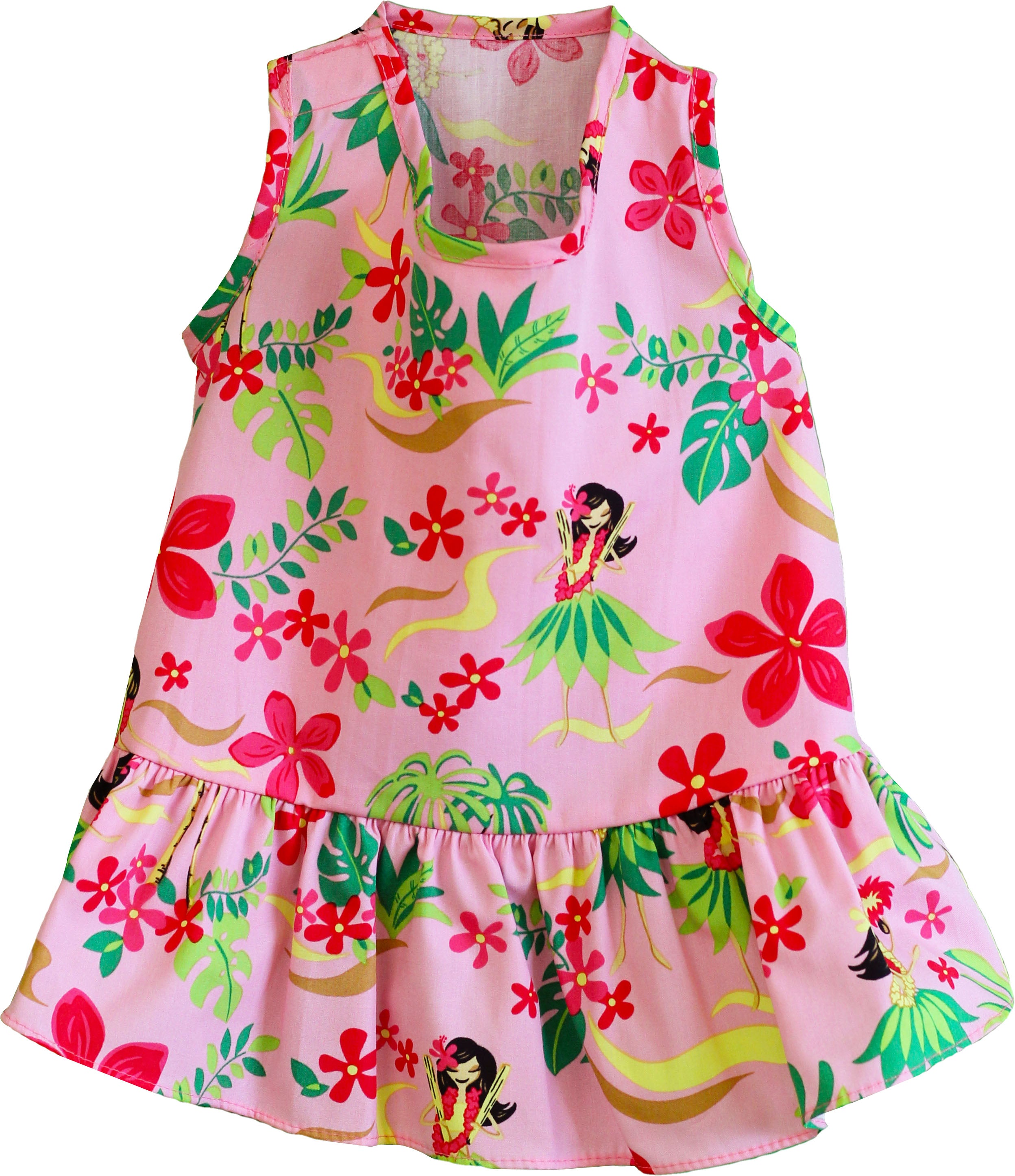 Hula Girl Doggy Hawaiian Sundress in Pink