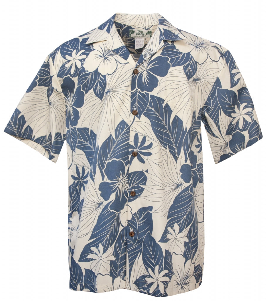 Two Palms Lanikai Mens Hawaiian Aloha Shirt in Blue Paradise Clothing Co
