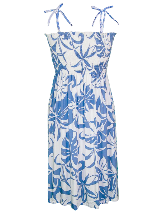 Island Life Ladies Smocked Tube Hawaiian Aloha Dress in Blue Paradise