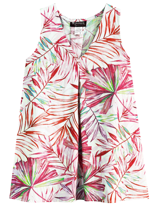 Floral Art Ladies Inverted Pleat V-Neck Top in Pink